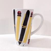 Vintage Pen and Pencil Ceramic Tall Coffee Mug Pencil Holder