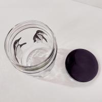 Vintage Black and White Penguin Glass Canister Storage Container