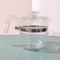 Vintage PYREX Flameware Stovetop Glass Coffee Percolator 4 Cup Carafe with Lid and Handle, Model Pyrex 7754-b