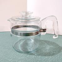 Vintage PYREX Flameware Stovetop Glass Coffee Percolator 4 Cup Carafe with Lid and Handle, Model Pyrex 7754-b