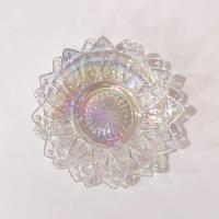 Vintage Federal Glass Petal Iridescent Clear Bread and Butter Plates Set of Four