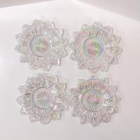 Vintage Federal Glass Petal Iridescent Clear Bread and Butter Plates Set of Four