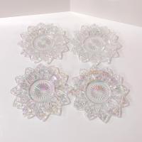 Vintage Federal Glass Petal Iridescent Clear Bread and Butter Plates Set of Four