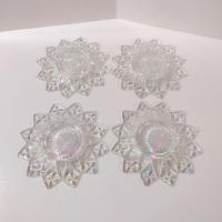 Vintage Federal Glass Petal Iridescent Clear Bread and Butter Plates Set of Four