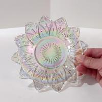 Vintage Federal Glass Petal Iridescent Clear Bread and Butter Plates Set of Four