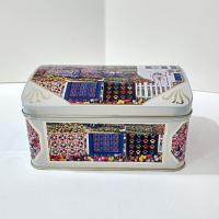 Vintage Diane Phalen Watercolors Spring Garden Amish Quilts Hinged Lid Tin Box, Decorative Metal Storage Container