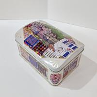 Vintage Diane Phalen Watercolors Spring Garden Amish Quilts Hinged Lid Tin Box, Decorative Metal Storage Container