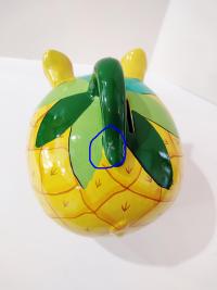Vintage Hand Painted Mexican Piggy Bank, Pineapple Painted Pig Coin Bank