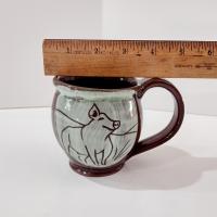 Vintage Hand Crafted Brown and Green Happy Pig Ceramic Mug, Pig Lover Farmer Gift