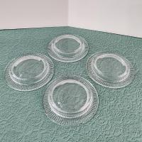 Vintage Clear Glass Coasters, Set of Four, Pillar Candle Holders, Glass Ashtrays