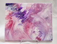 Pink Swirl Abstract Original Acrylic Pour Painting, 8" x 10", Fluid Art Painting