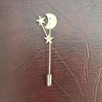 Vintage Stick Pins, Set of 3, Moon and Stars Pin, Iris Flower Pin, Scarf Pin