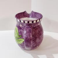 Vintage Laurie Gates Hydrangea Ceramic Purple Spongeware Pitcher