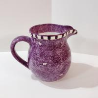 Vintage Laurie Gates Hydrangea Ceramic Purple Spongeware Pitcher