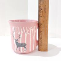 Vintage Pink Deer in the Woods Oversized Ceramic Coffee Tea Mug