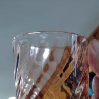 Vintage Arcoroc France Rosaline Pink Swirl Optic Glass Mugs, Set of Two