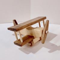 Vintage Wooden Airplane Rolling Child's Push Toy, Clip Clop Lapps Toys Handcrafted Amish Toy
