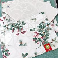 Vintage NEW Food Network Holiday Reversable Placemats, Set of 6, Holly Berry and Pinecone Design, Christmas Winter Table Decor
