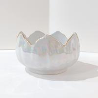 Vintage White Iridescent Lusterware Flower Petal Bowl