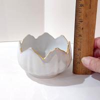 Vintage White Iridescent Lusterware Flower Petal Bowl