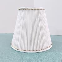 Vintage White Pleated Lampshade with Brown and Gold Braid Accents, Medium Sized Neutral Bell Lampshade