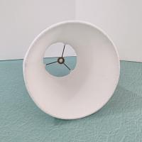 Vintage White Pleated Lampshade with Brown and Gold Braid Accents, Medium Sized Neutral Bell Lampshade
