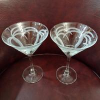 Rolf Glass Palm Tree Martini Cocktail Glasses, Set of Two