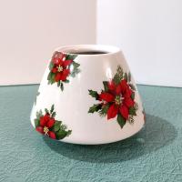 Christmas Poinsettia Flowers Jar Candle Shade Topper, Holiday Yankee Candle Jar Topper