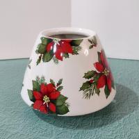 Christmas Poinsettia Flowers Jar Candle Shade Topper, Holiday Yankee Candle Jar Topper
