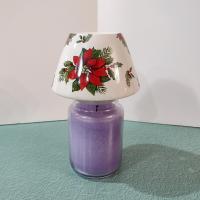 Christmas Poinsettia Flowers Jar Candle Shade Topper, Holiday Yankee Candle Jar Topper