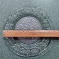 Vintage Princess House Fantasia Dinner Plates, Set of Two, Clear and Frosted Glass Plates with Poinsettia Floral Design