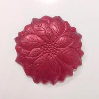 Vintage Red Glitter Glass Poinsettia Shaped Holiday Christmas Plate
