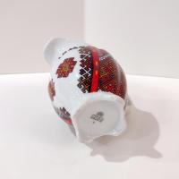 Vintage Walbrzych Poland Ceramic Creamer, Red and Black Geometric Design Sauce Pitcher