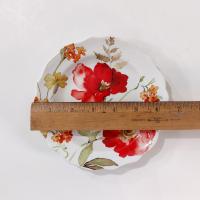 Vintage Red Poppy Appetizer Plates, Set of Two, Floral Decorative Small Plates