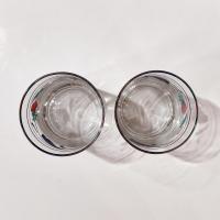 Vintage Lenox Poppies on Blue Double Old Fashioned Glasses, Set of Two, Vintage Whiskey Lowball Rocks Glasses
