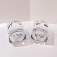 Vintage Lenox Poppies on Blue Double Old Fashioned Glasses, Set of Two, Vintage Whiskey Lowball Rocks Glasses
