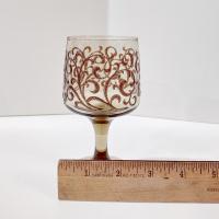 Vintage Libbey Prado Tawny Brown Scroll Wine Glass