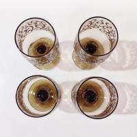Vintage Libbey Prado Tawny Brown Scroll Wine Glasses, Set of Four
