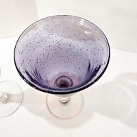 Vintage Hand Blown Red and Purple Bubble Glass Wine Water Goblets, Set of 2