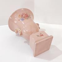 Vintage Pink Floral Ceramic Pedestal Vase, Princeton China MCM 1950's Flower Planter Pot