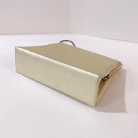 Vintage Bobbie Jerome Gold Metallic Evening Clutch Purse with Chain Handle and Pearl Clasp, 1950's-60's Formal Purse