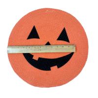 Vintage Round Fabric Jack O Lantern Pumpkin Halloween Placemats, Set of 2