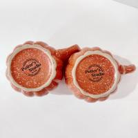 Vintage Pumpkin Gourd Shaped Ceramic Coffee Mugs, Set of Two, Potters Studio Oversized Stoneware Mugs