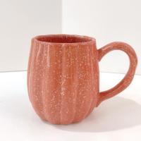 Vintage Pumpkin Gourd Shaped Ceramic Coffee Mugs, Set of Two, Potters Studio Oversized Stoneware Mugs