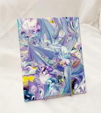 Purple Swirl Abstract Original Acrylic Pour Painting, 8" x 10", Fluid Art Painting