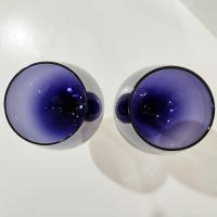 Vintage Purple Balloon Wine Glasses,  Artland Braid Plum Blown Glass Wine / Water Goblets, Set of Two