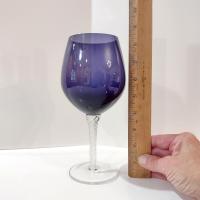 Vintage Purple Balloon Wine Glasses,  Artland Braid Plum Blown Glass Wine / Water Goblets, Set of Two