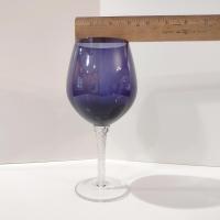 Vintage Purple Balloon Wine Glasses,  Artland Braid Plum Blown Glass Wine / Water Goblets, Set of Two
