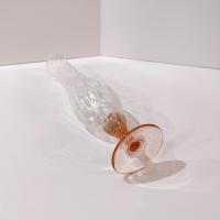 Vintage Pink and Clear Swirled Hand Blown Glass Flower Bud Vase