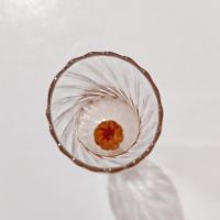 Vintage Pink and Clear Swirled Hand Blown Glass Flower Bud Vase